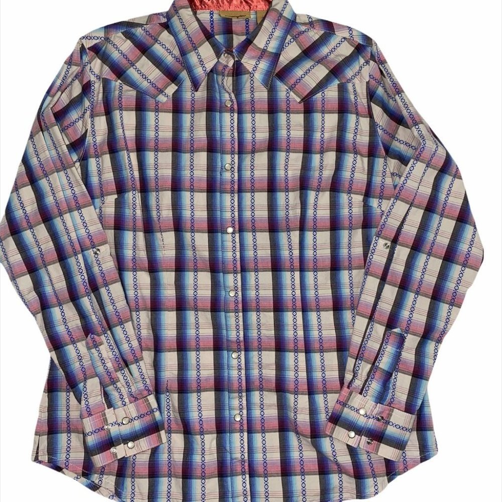 Wrangler Women's Long Sleeve Western Plaid Pink